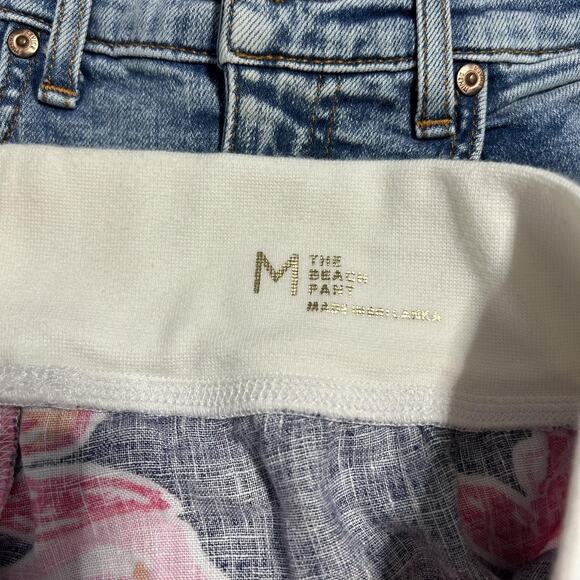 Lilly Pulitzer Pants Womens Medium Navy Pink The Beach Pant Linen Pull On Floral - Picture 4 of 11